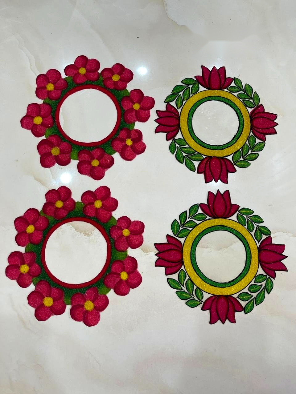 Round Floral Corner Accent Pair