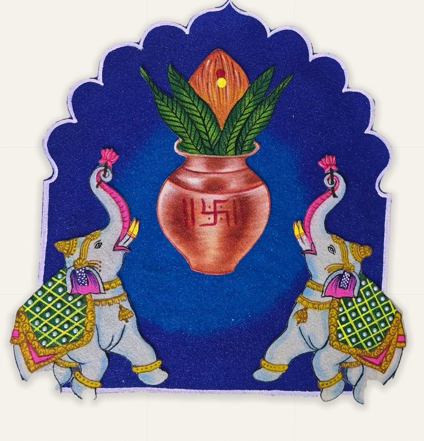 Sacred Kalash with Royal Elephants Set