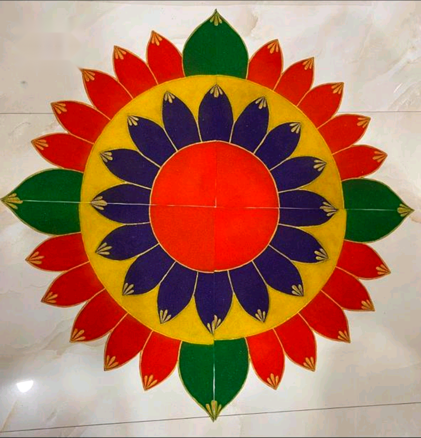 Royal Floral Peacock Floor Mandala