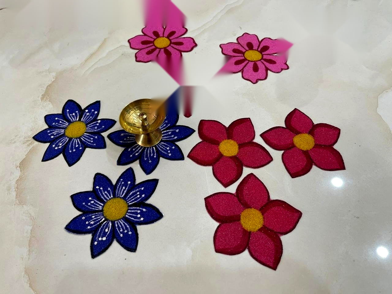 Flower Petal Diya Border Rings