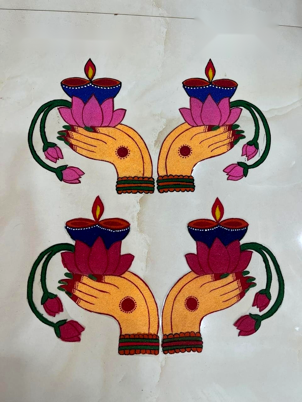 Festive Hand Holding Diya
